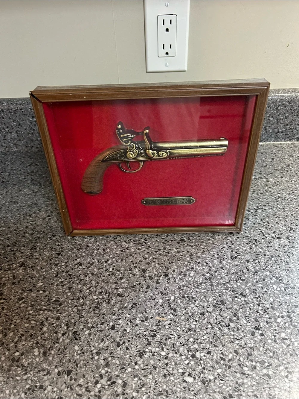 Antique-Style Brass Pistol Wall Art - Red